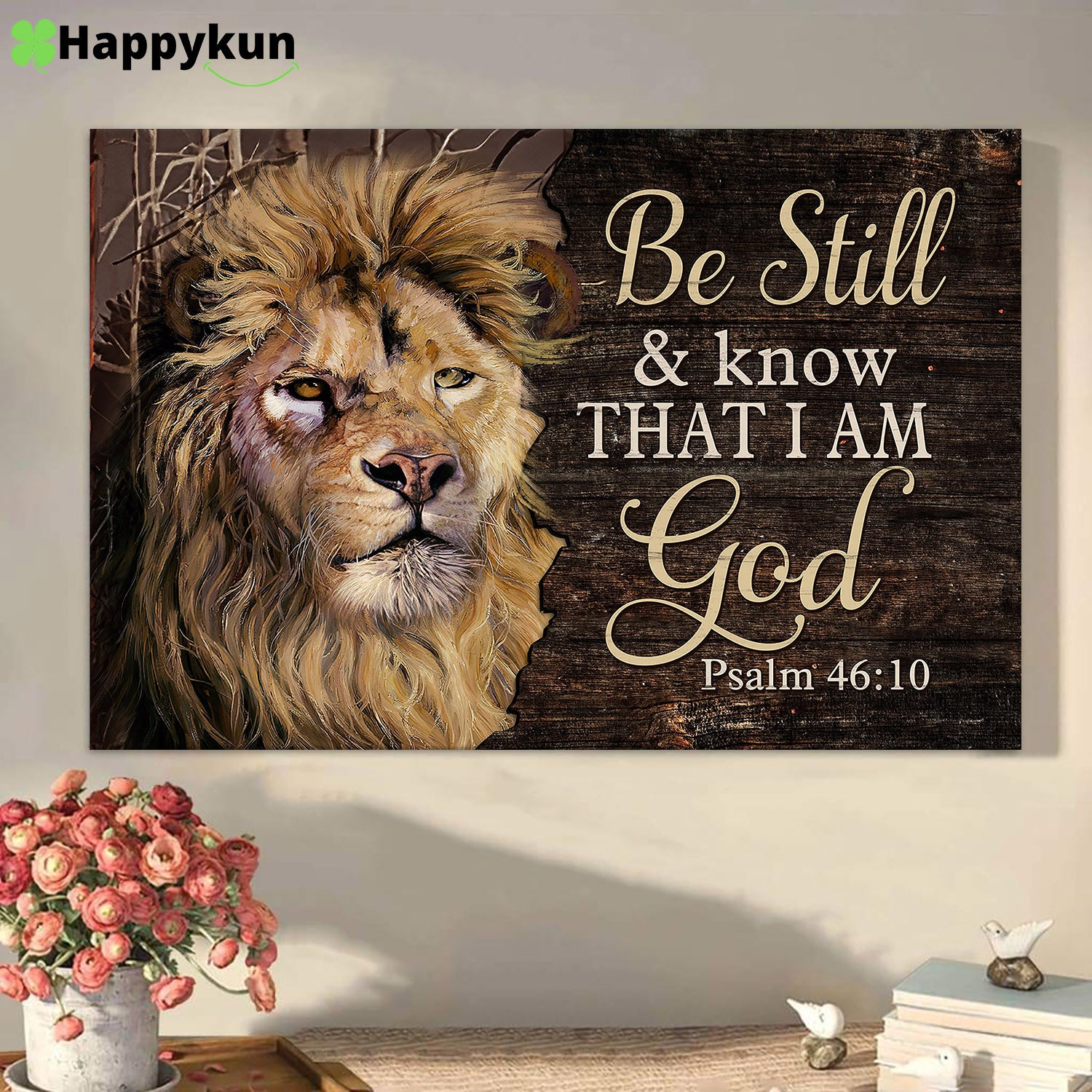 Lion Psalm 4610 Be still I am God Canvas Wall Art - Bible Verse Canvas - Reli... - Picture 2 of 11