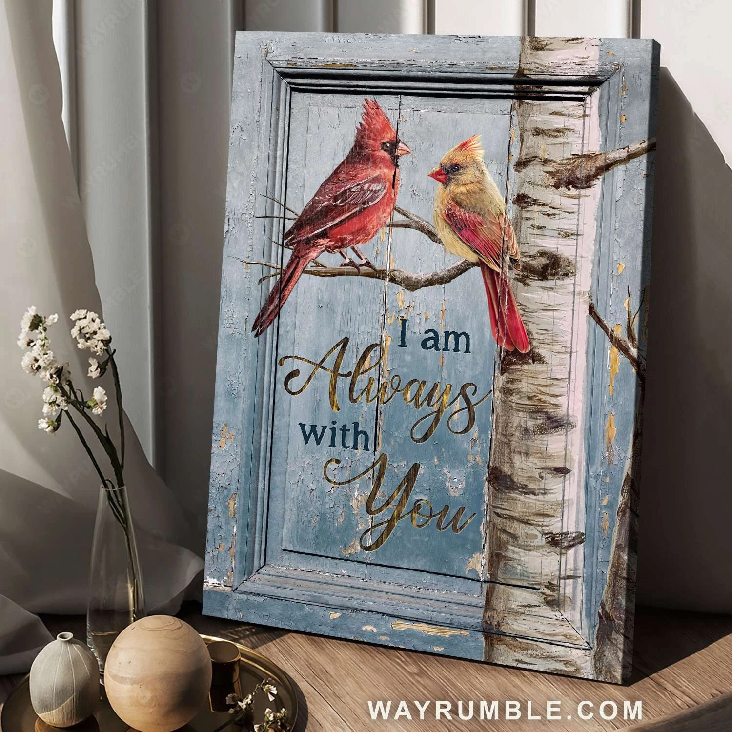 Male And Female Cardinals, Tree Branch, I Am Always With You – Family Portrai…
