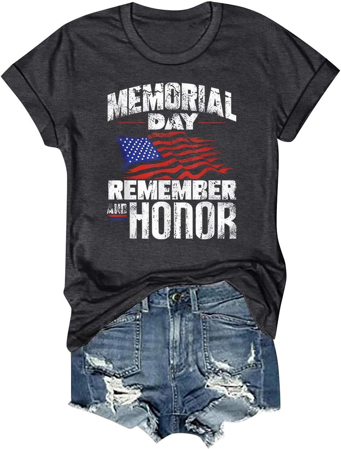 Memorial Day Shirts for Women Honor and Remember Soldier Military T-Shirt Hon... - Picture 2 of 20