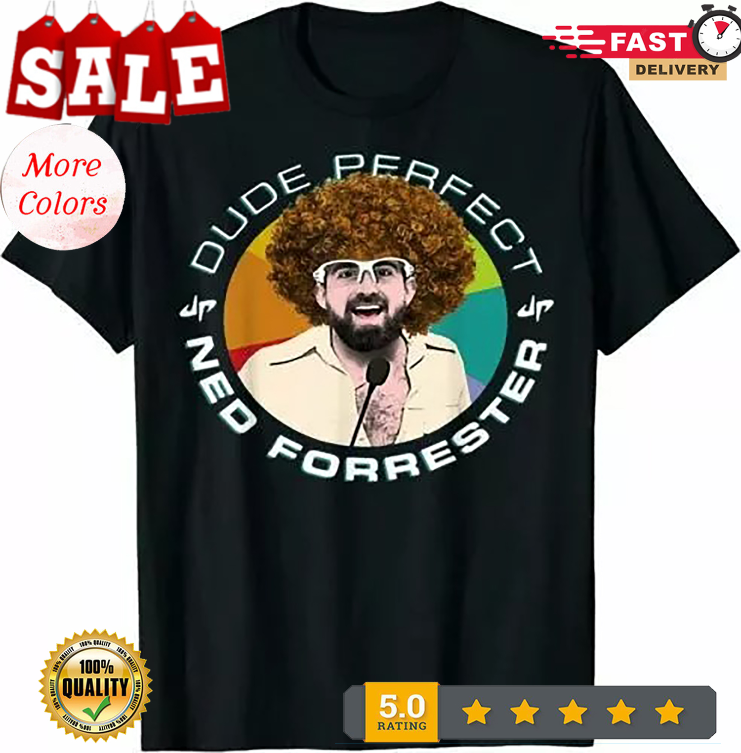 NEW LIMITED Dude Perfect Ned Forrester Vintage T-Shirt - Picture 2 of 20