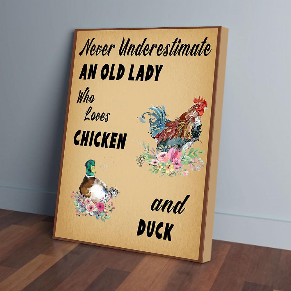 Never Underestimated An Old Lady Who Loves Chicken And Duck Farming Matte Pos…