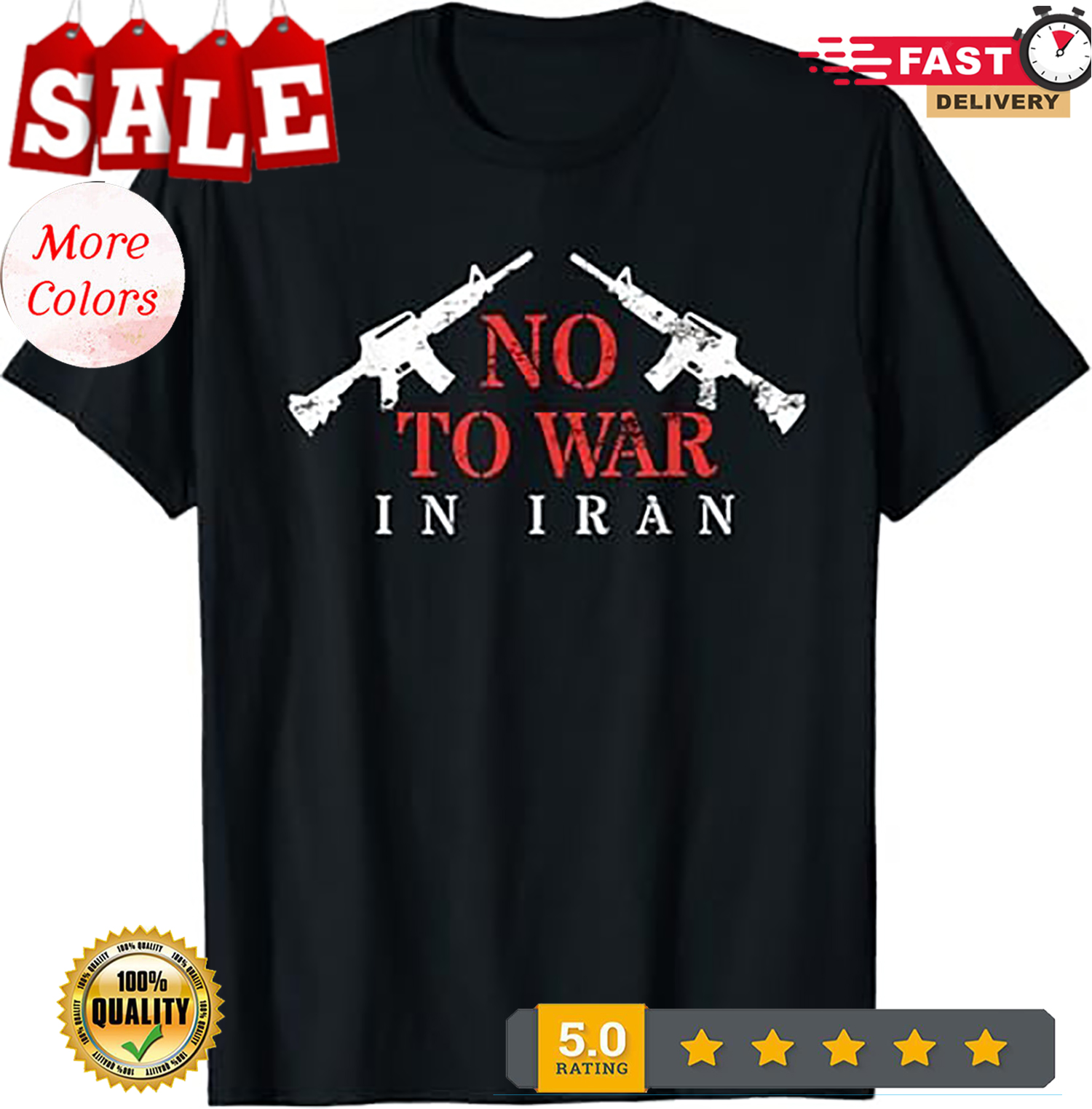 No to war in Iran - Pacifists - No USA - Iran war T-Shirt - Picture 2 of 14