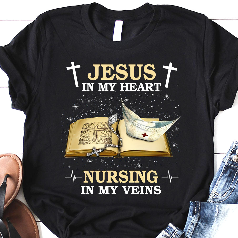 Nurse Jesus In My Heart Nursing In My Veins LHAY2906005Y Dark Classic T Shirt... - Picture 2 of 20