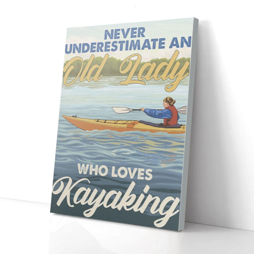 Old Lady Kayaking Matte Poster Wall Art
