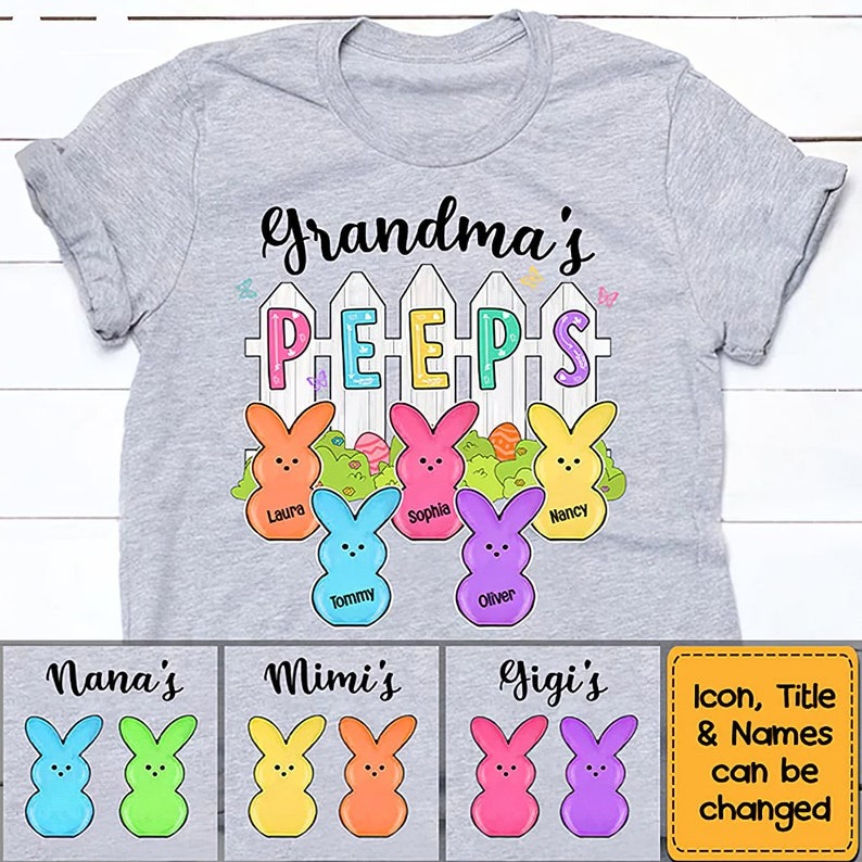 Personalized Grandma Peeps Easter Shirt, Easter Grandma Shirt Gift For Grandm... - Picture 2 of 14