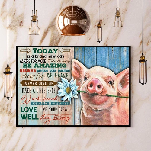 Pig Today Is A Brand New Day Poster No Frame Matte Poster Wall Art Decor – Ke…