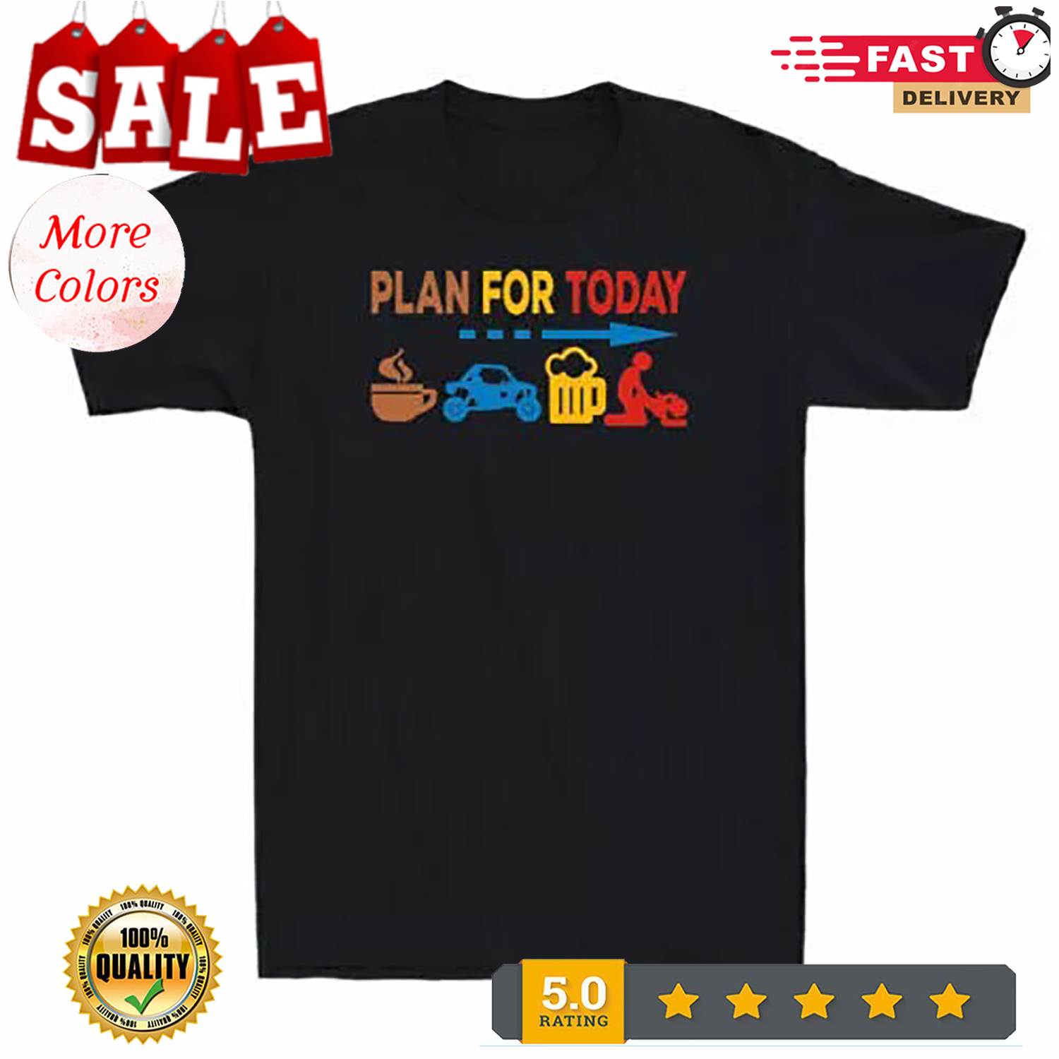 Plan For Today Are Coffee Drive Beer And Sex Humor Funny Gifts Men's T Shirt - Picture 2 of 14