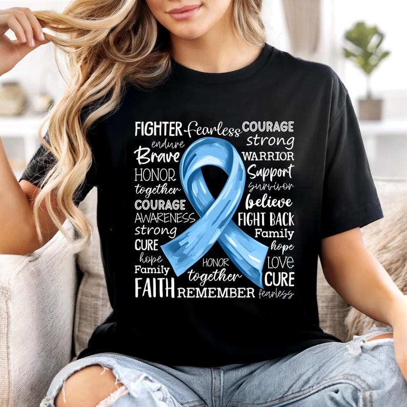 Prostate Cancer Shirt, Light Blue Ribbon Awareness Tee, Team Prostate Cancer …