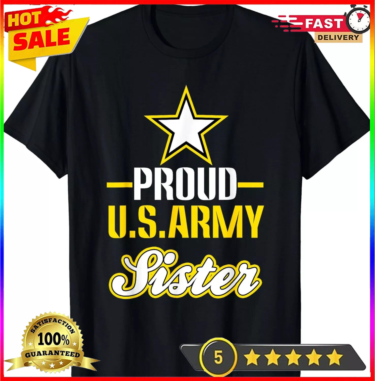 Proud US Army Sister Shirt, Proud Army Sister Gift Unisex T-Shirt - Picture 2 of 14