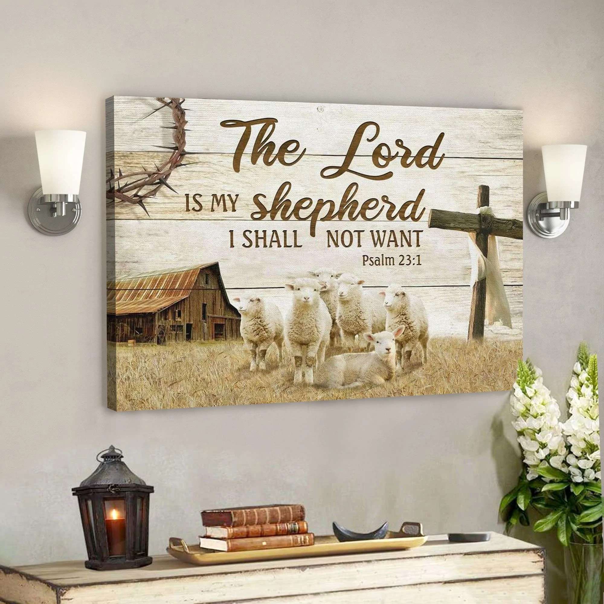 Psalm 231 The Lord Is My Shepherd Bible Verse Graphic Prints Canvas Wall Are ... - Picture 2 of 11