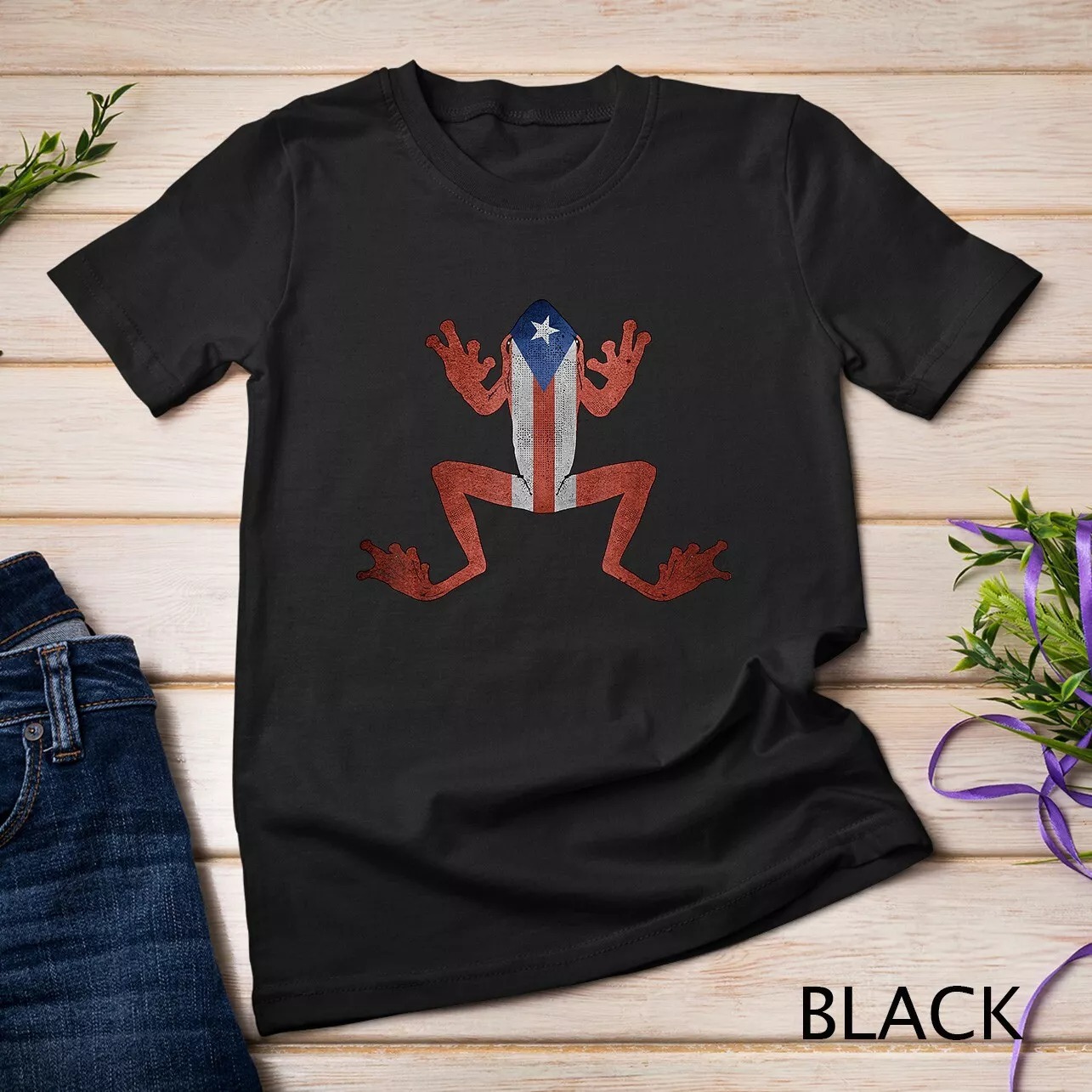 Puerto Rico Flag Coqui Frog T-Shirt Rican Se Levanta Boricua Unisex T-shirt - Picture 2 of 20
