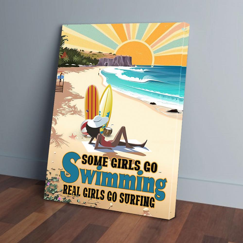 Real Girl Go Surfing Beach Matte Poster