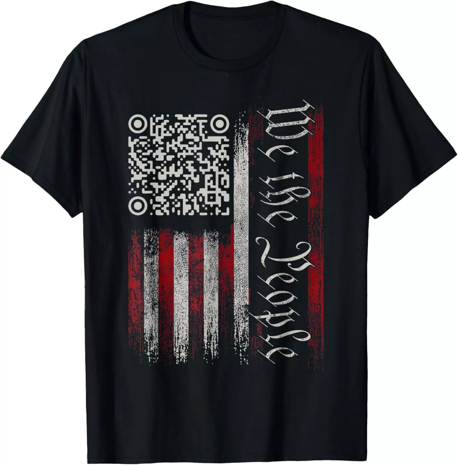 Retro Vintage QR American Flag Funny Trump Dance Code T-Shirt - Picture 2 of 20