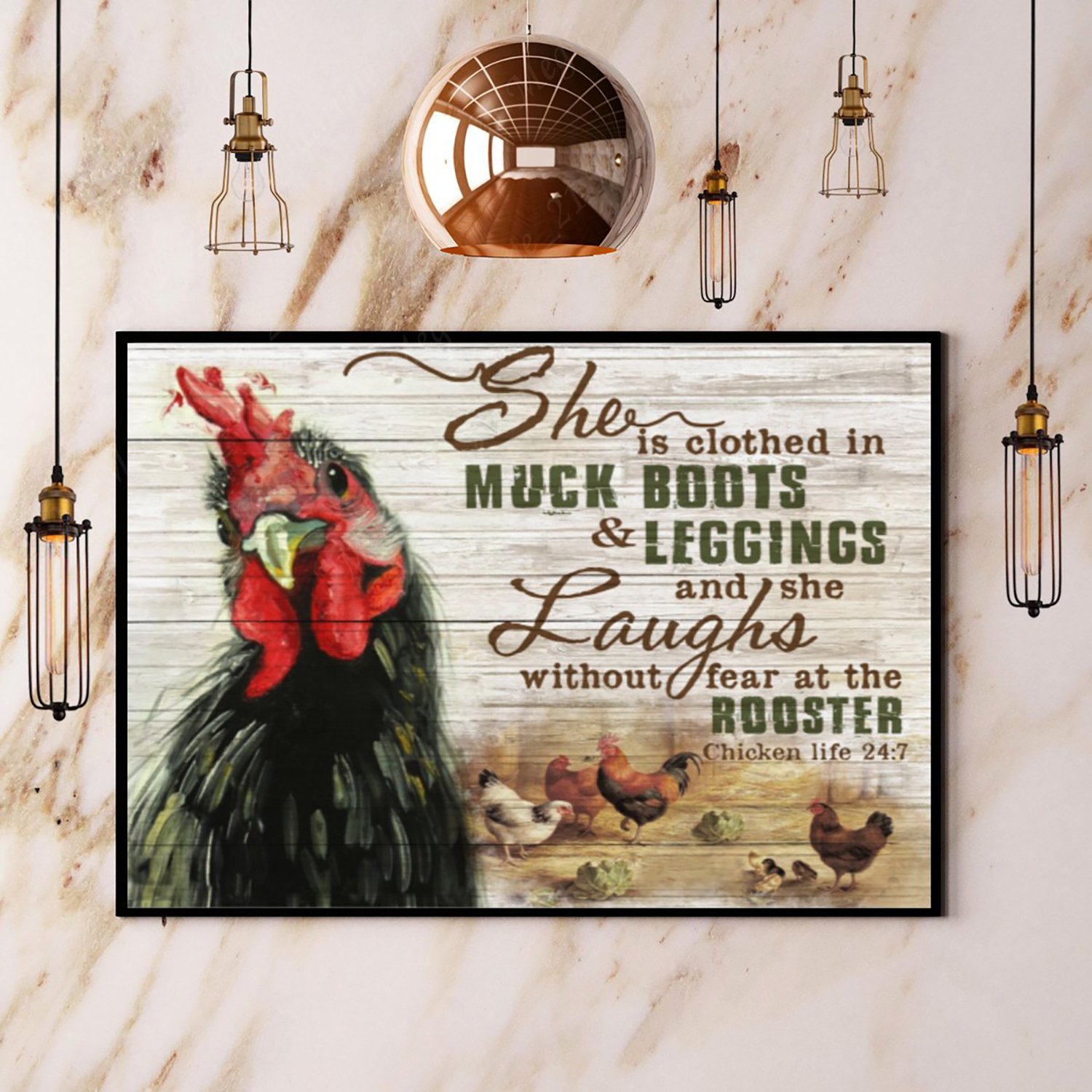 Rooster She Is Clothed In Much Boots & Leggings Paper Poster No Frame Matte W…