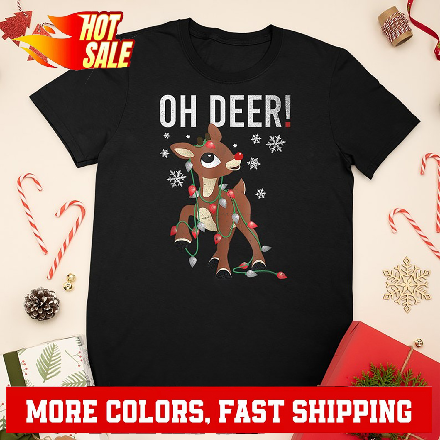 Rudolph The Red Nosed Reindeer Christmas Special Oh Deer T-Shirt - Picture 2 of 20