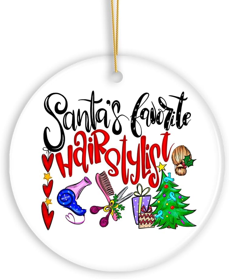 Santa s Favorite Hairstylist Christmas Ornament, Hairdresser Appreciation Gif