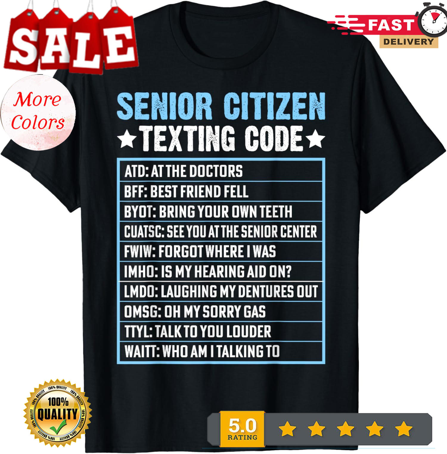 Senioren SMS Code cool lustig alte Leute Spaß Unisex T-Shirt - Bild 2 von 20