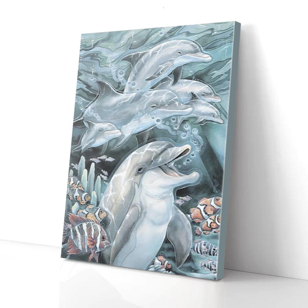Lächelnder Delphin mattes Poster, Leinwand Wandbild - Bild 2 von 11