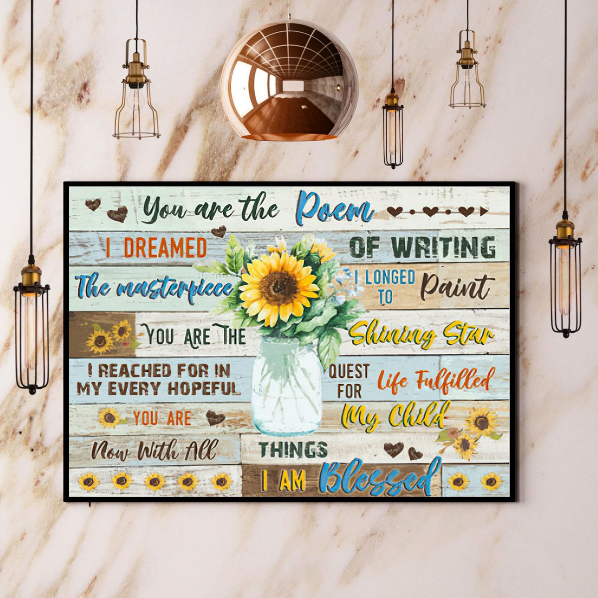 Sunflower Vase You Are The Poem Shining Star Family Love Horizontal Paper Pos…