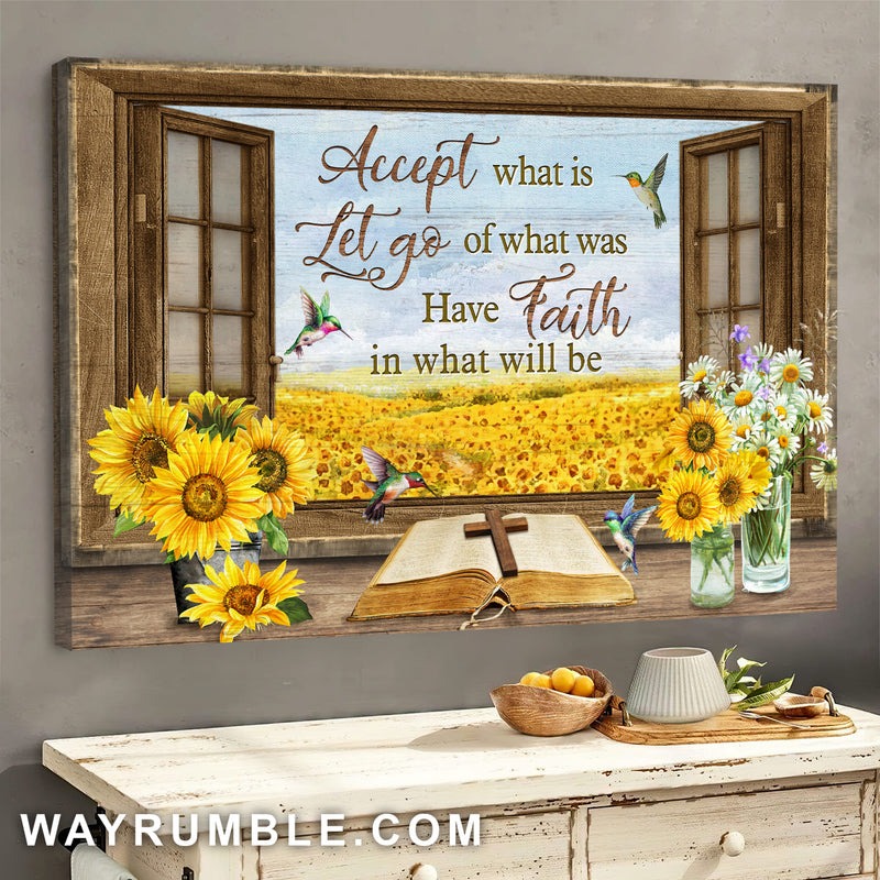 Sunflower, Cross, Hummingbird, Have faith in what will be – Jesus Landscape P…