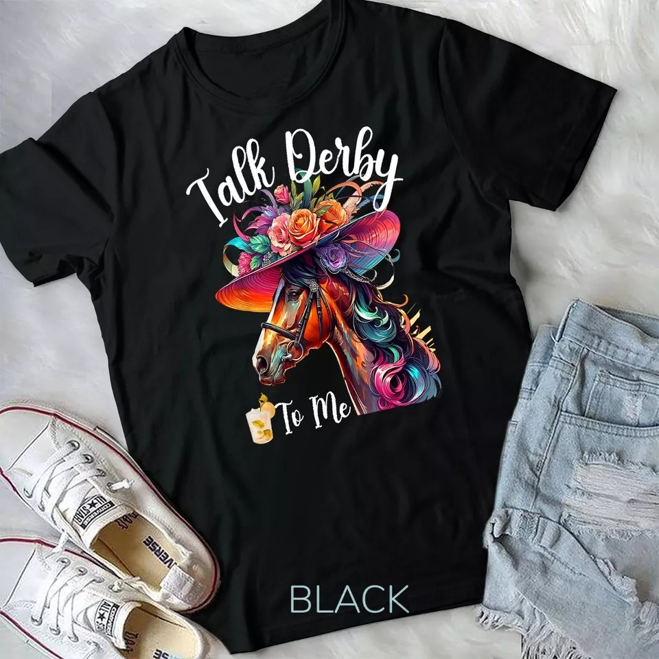 Talk Derby To Me Funny Racing Horse Unisex T-shirt - Picture 2 of 14