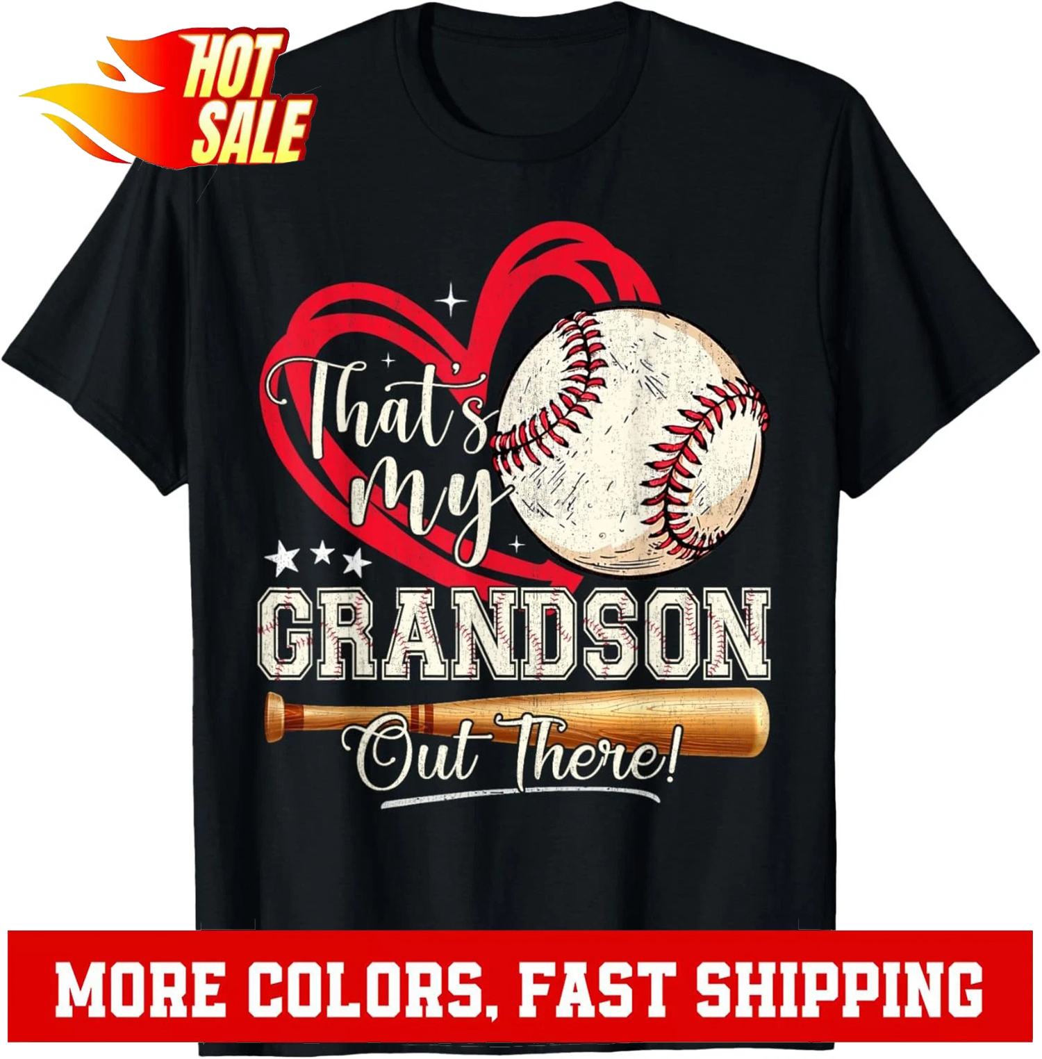 That's My Grandson Out There Baseball Grandma Mother's Day T-Shirt - Picture 2 of 20