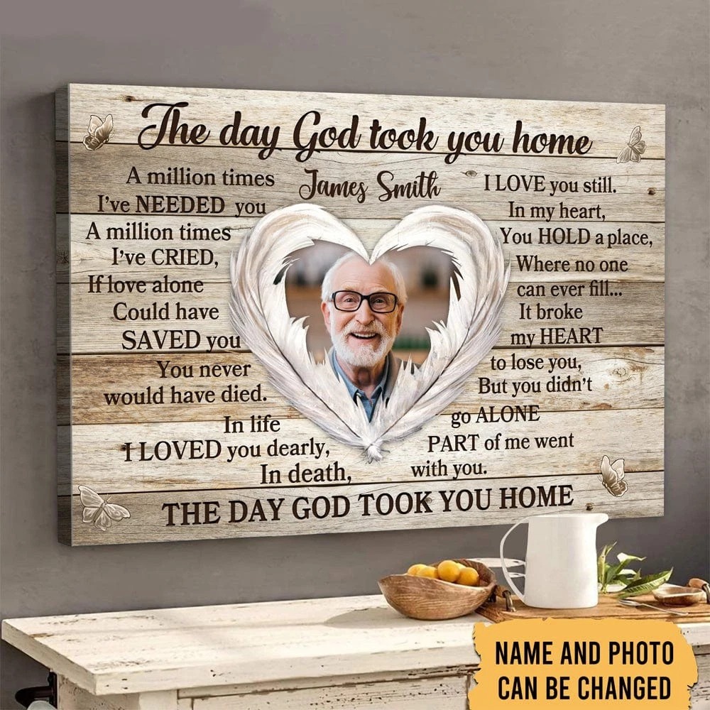 The Day God Took You Home Personalized Memorial Poster canvas