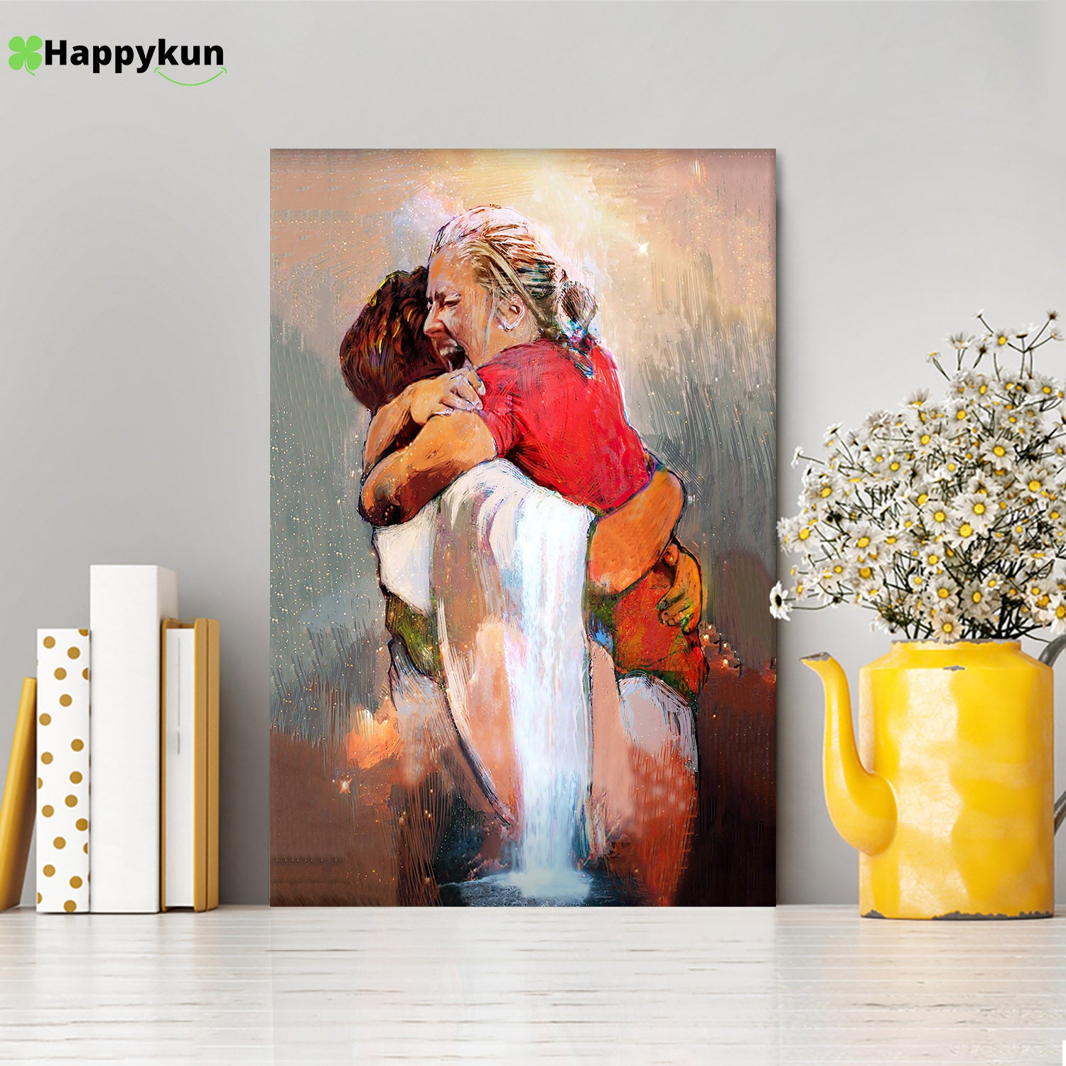 The First Day In Heaven Canvas Wall Art - Jesus Hugs The Girl Canvas - Jesus ... - Picture 2 of 11