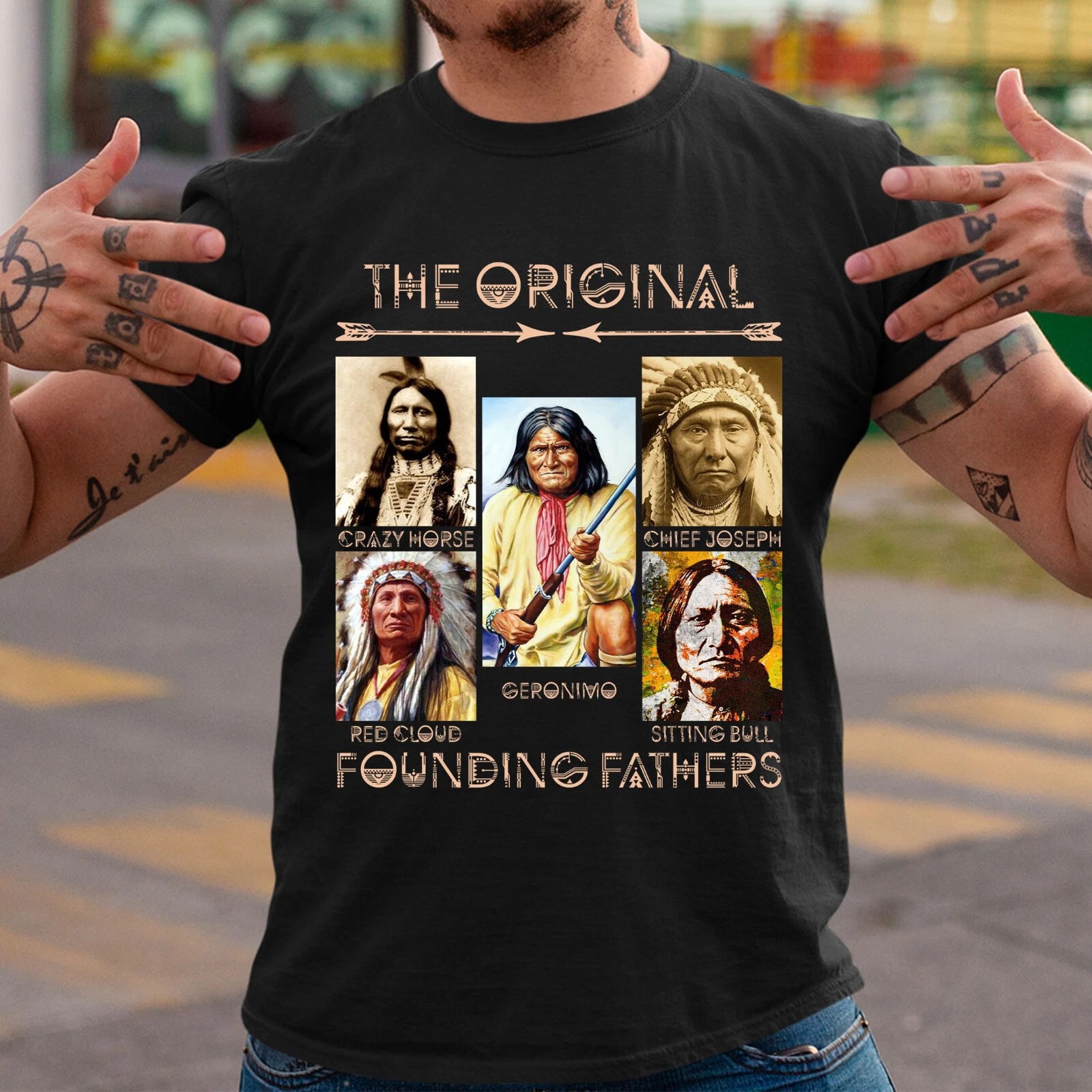 The Original Founding Fathers T-shirt, Proud Native American Indian Shirt - Picture 2 of 20