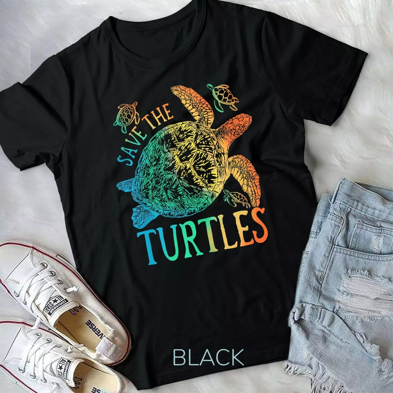 Tie Dye Sea Turtle, save the turtles, women & men and kids rainbowUnisex T-shirt - Picture 2 of 10
