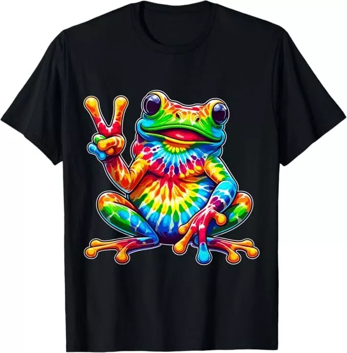 Camiseta hippie Tie-Dye Frog Peace Sign - Imagen 2 de 20
