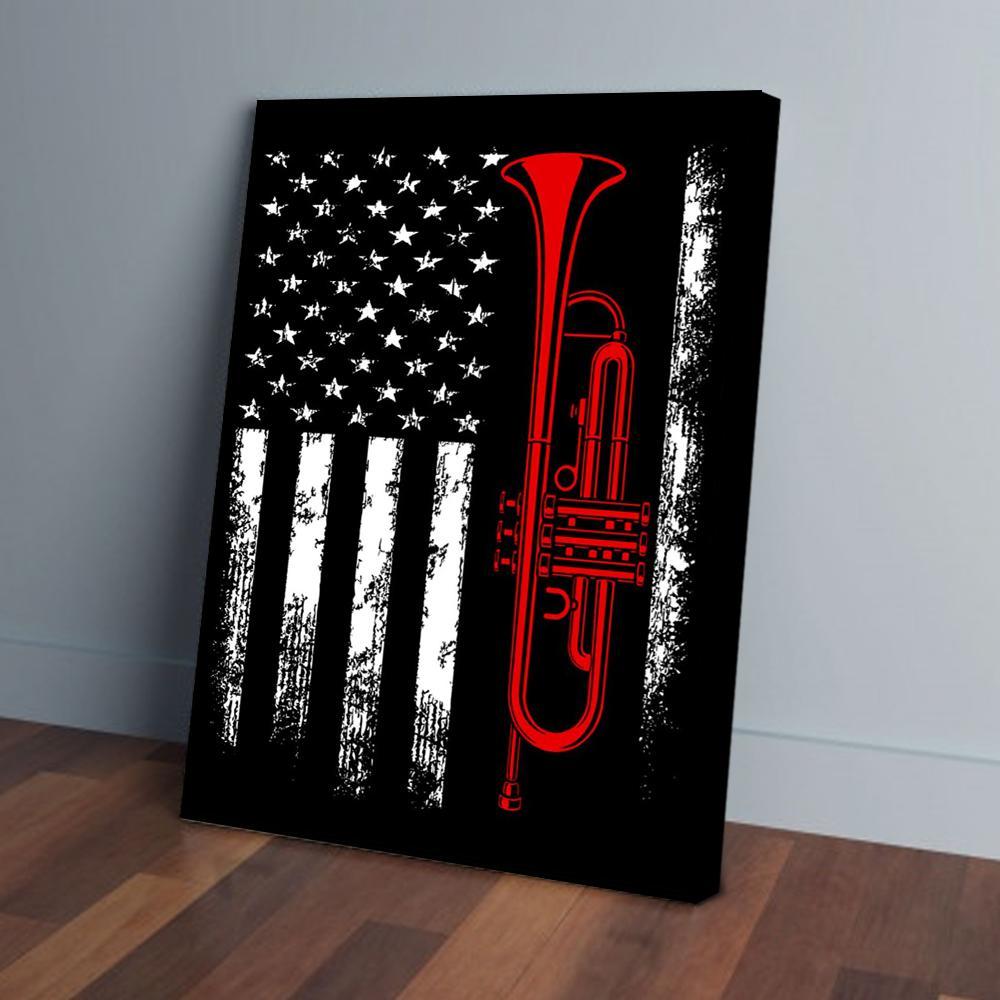 Trumpet American Flag Matte Poster, - Picture 2 of 7