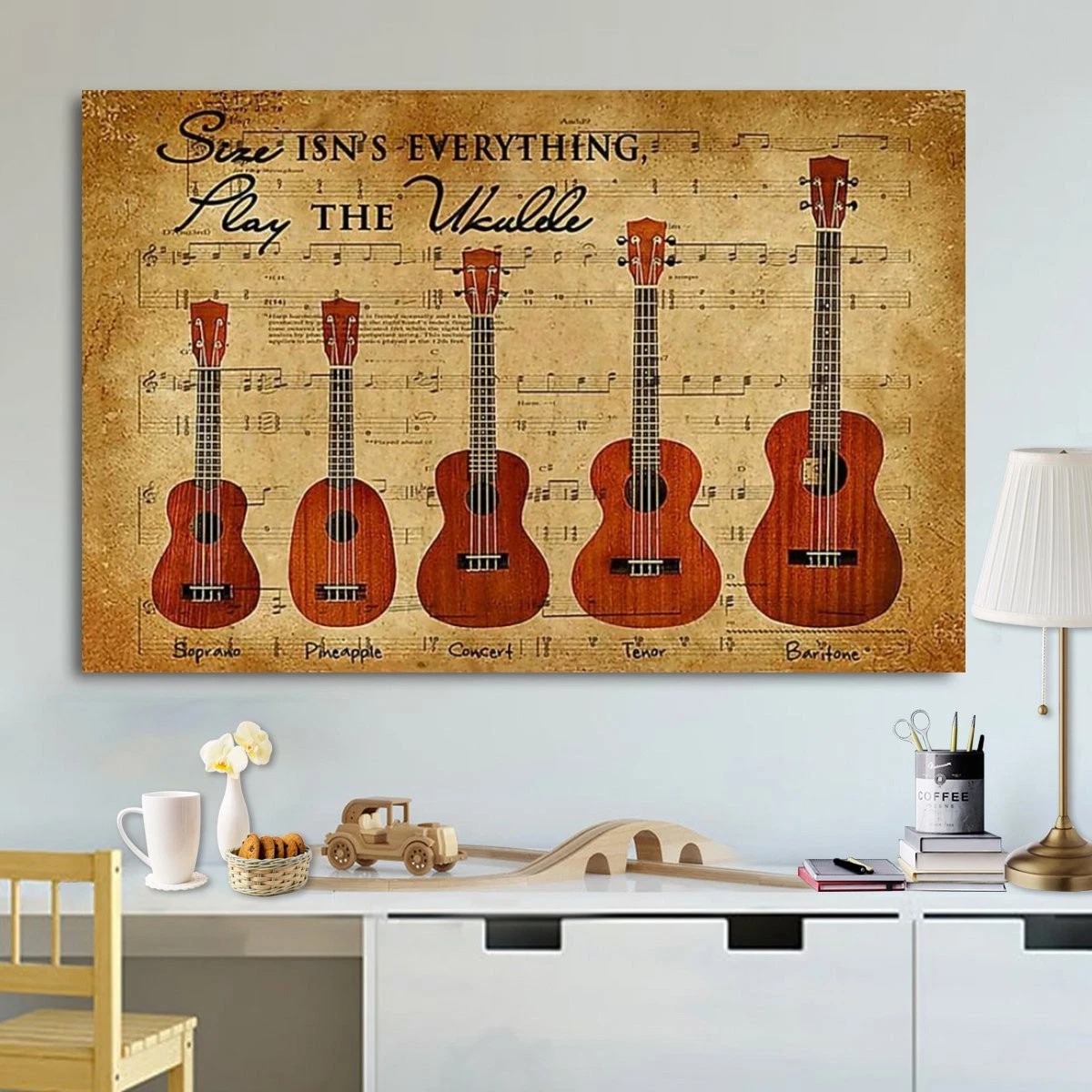 Ukulele Size Isn’T Everything Play The Ukulele Vintage Horizontal Paper Poste…