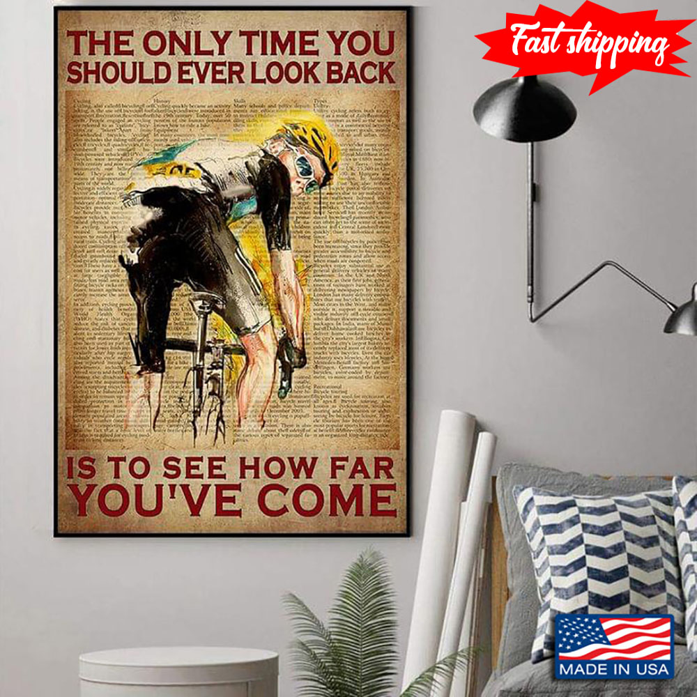 Vintage Dictionary Theme Cyclist Looking Back The Only Time You Should Ever L…