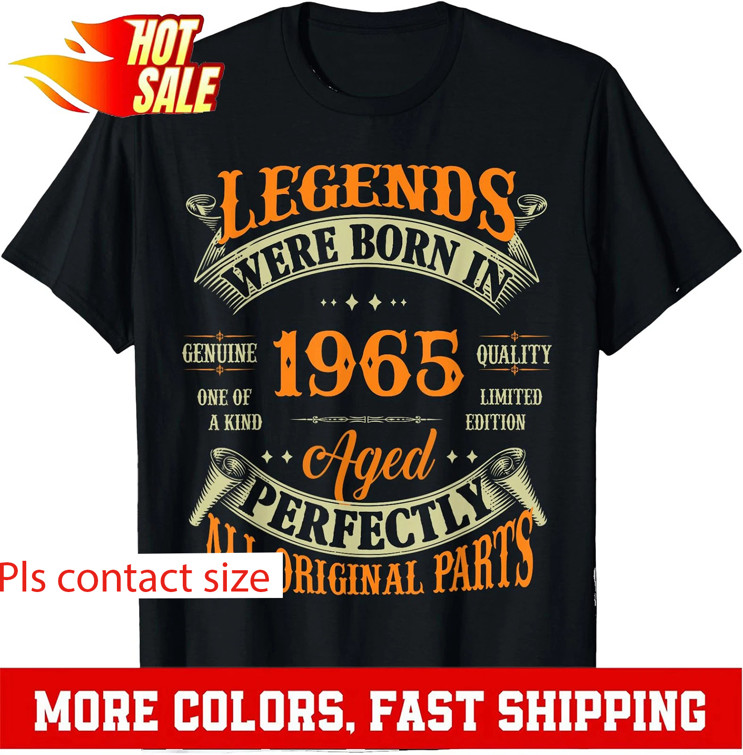 Vintage Legends Born In 1965 60 Years Old T-Shirt