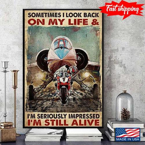 Vintage Motorcycle Racer Looking Back Aeroplane Sometimes I Look Back On My L…