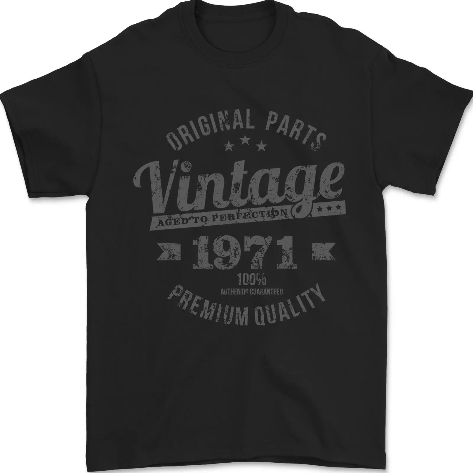 Vintage Year 54th Birthday 1971 Mens T-Shirt 100% Cotton Black - Picture 2 of 12