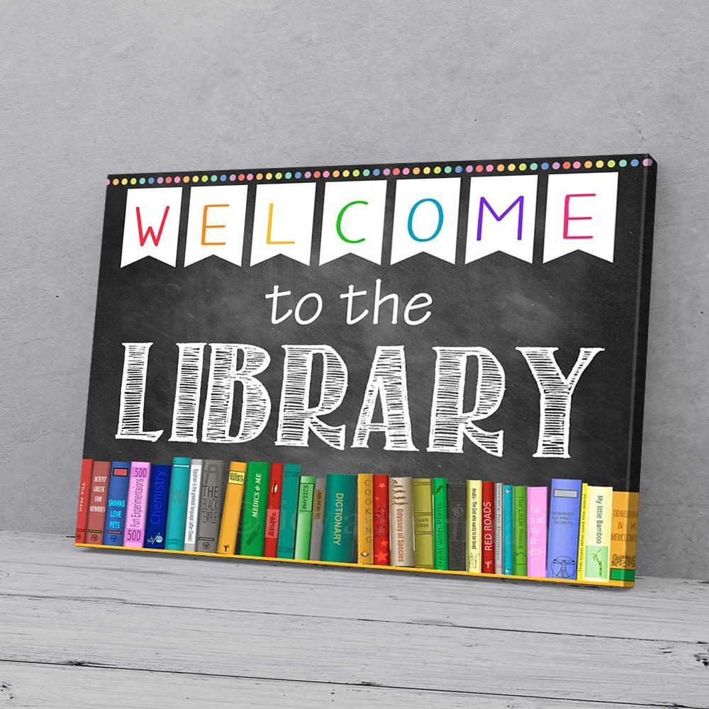 Póster de bienvenida a la biblioteca, impresiones en lienzo - Imagen 2 de 11