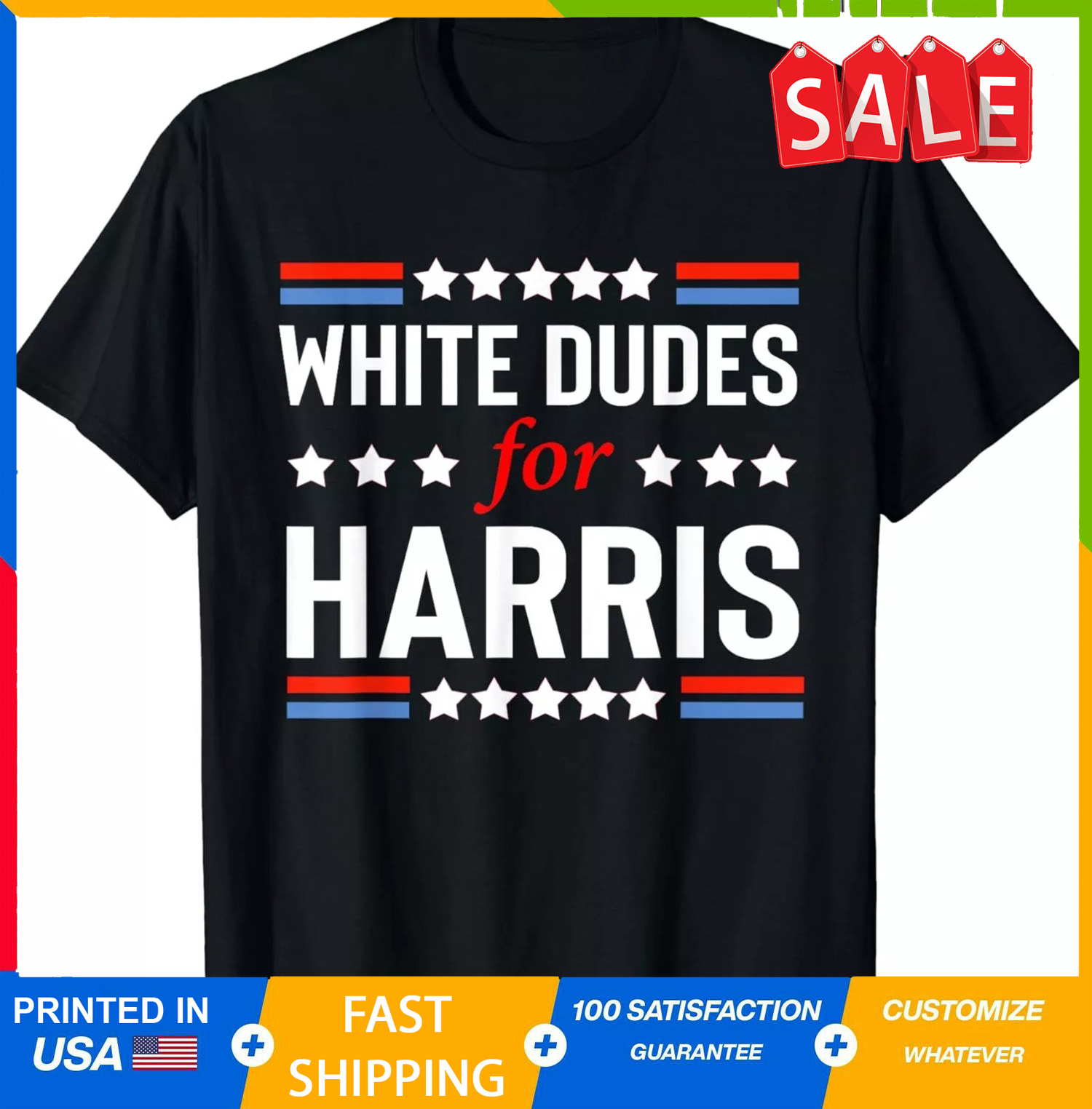 White Dudes For Kamala Harris Unisex T-Shirt - Picture 2 of 14