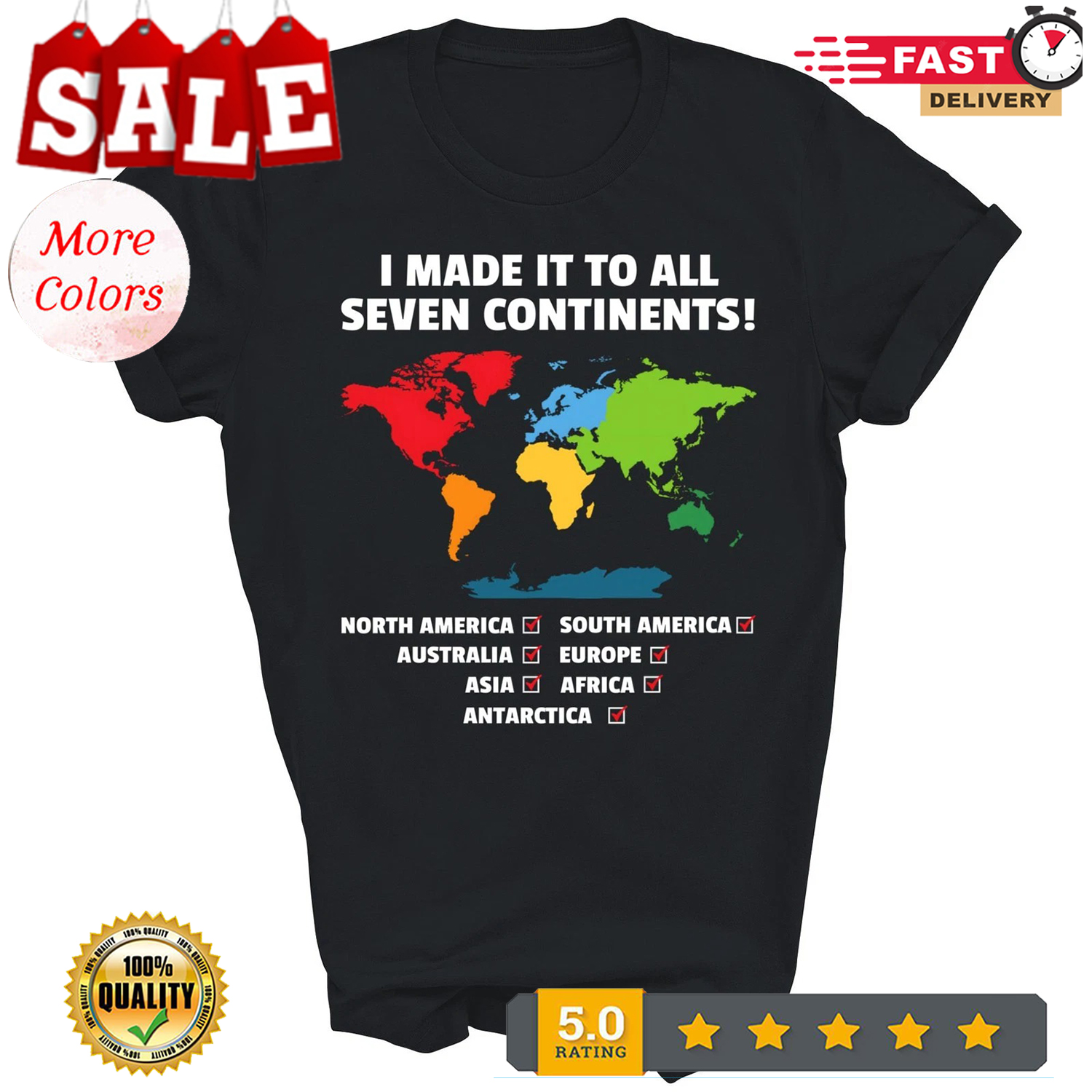 World Traveler Seven Continents 7 Continents Unisex Shirt Gift