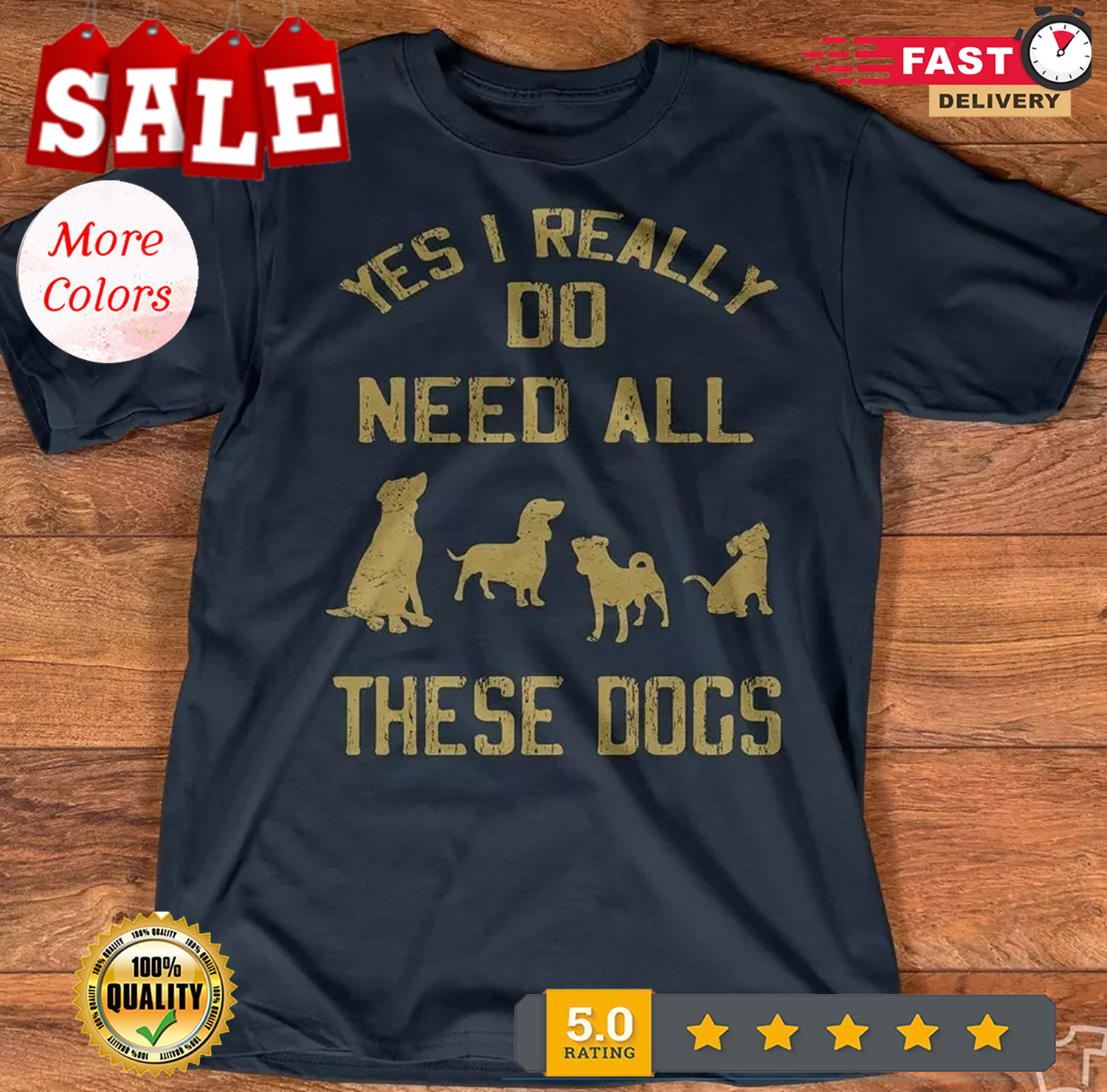 Yes I Really Need All These Dogs Dog Love Dog Owner T Shirt S-5XL - Picture 2 of 14