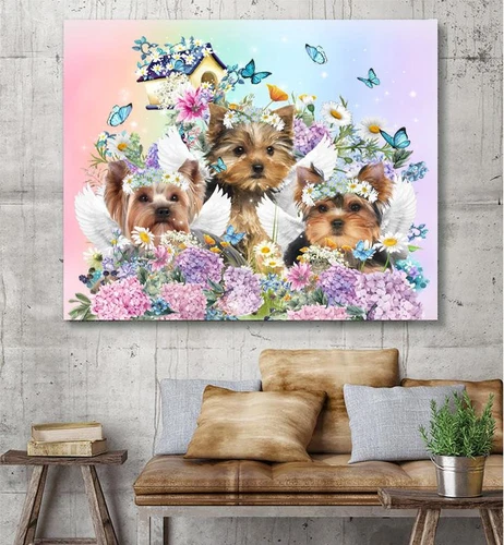 Yorkies In Heaven – Matte Poster (1.25), Gift For Yorkie Lover, Gift For Dog …