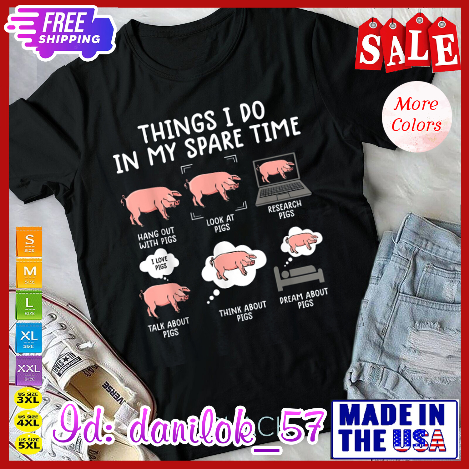 lustige Schwein T Shirts für Männer Schwein Shirts für Frauen Schwein Tee Bauernhof T-Shirt - Bild 2 von 14